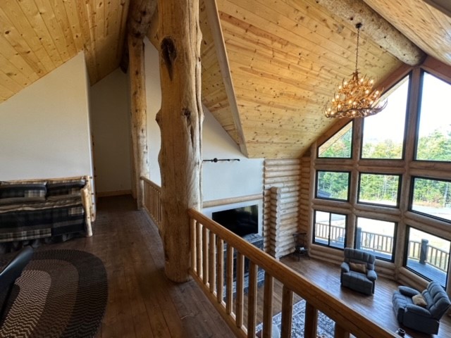 Loft center area log home BED