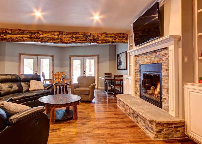 Cozy living room with fireplace and modern decor