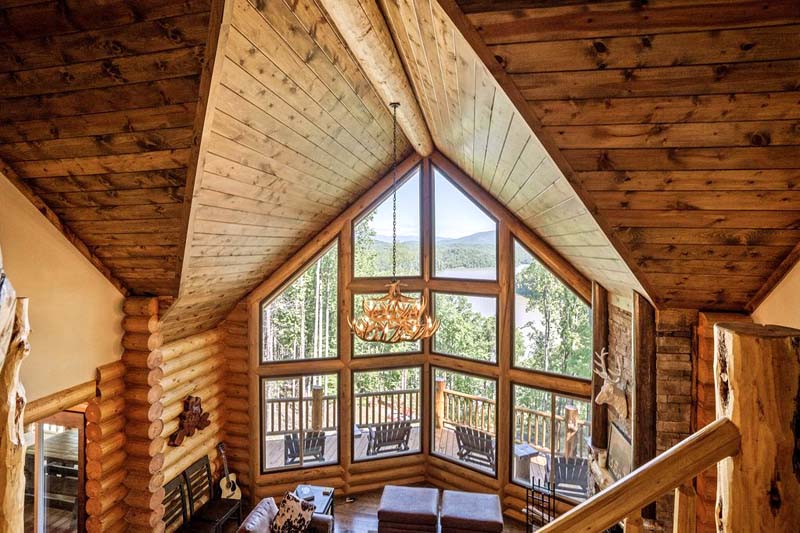 looking from the loft toward the prow on a cascade grande lodge