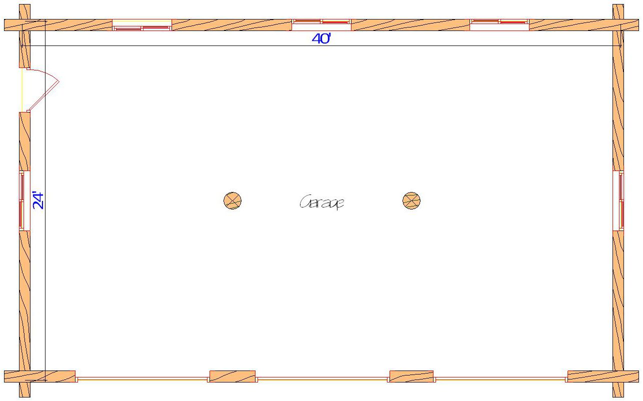 Blueprint of a 40x24 rectangular structure with measurements