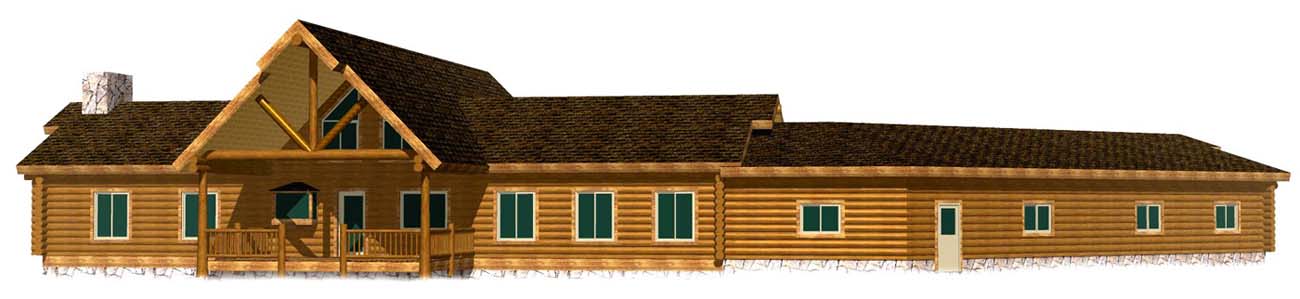 Spacious log cabin with attached garage and rustic design.