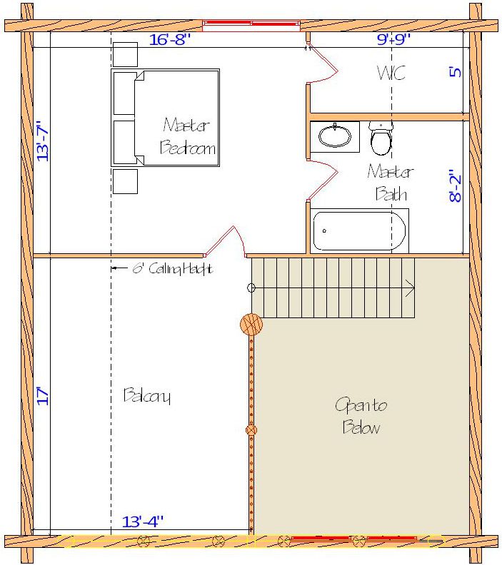 Master bedroom floor plan with dimensions and features.