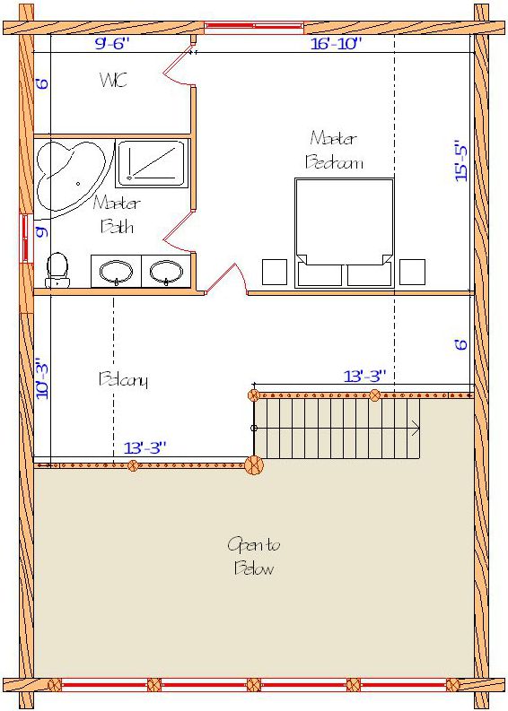 Second floor layout with master bedroom and bathroom design