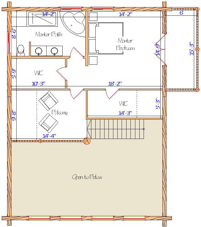 Second floor architectural layout with master bedroom design.