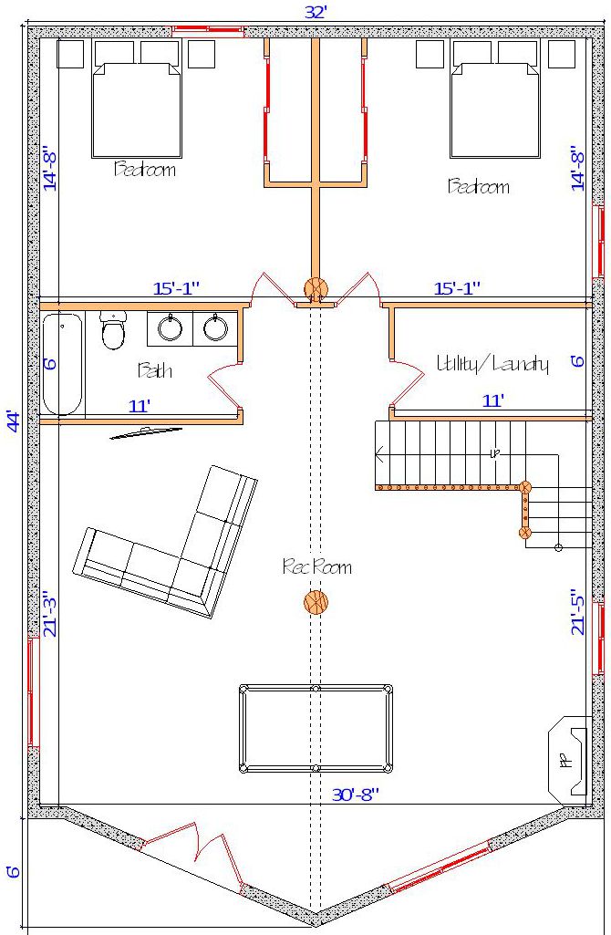 Floor plan layout with bedrooms bathroom and utility room