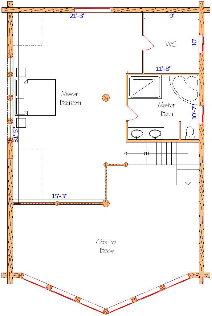 Master bedroom floor plan with bathroom and closet layout