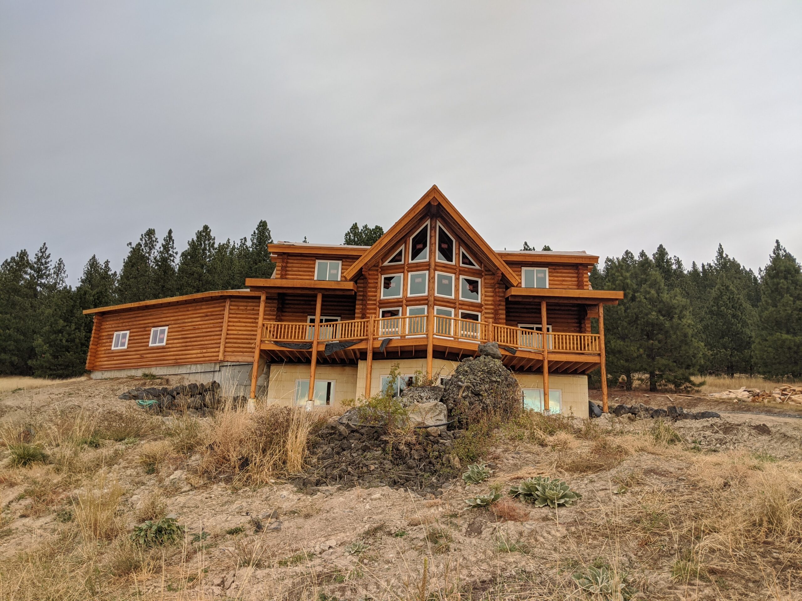 Spacious log cabin with forest view in rural setting