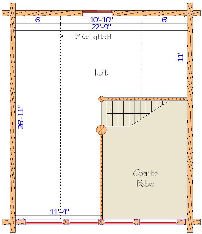 Floor plan showing loft area and room measurements.